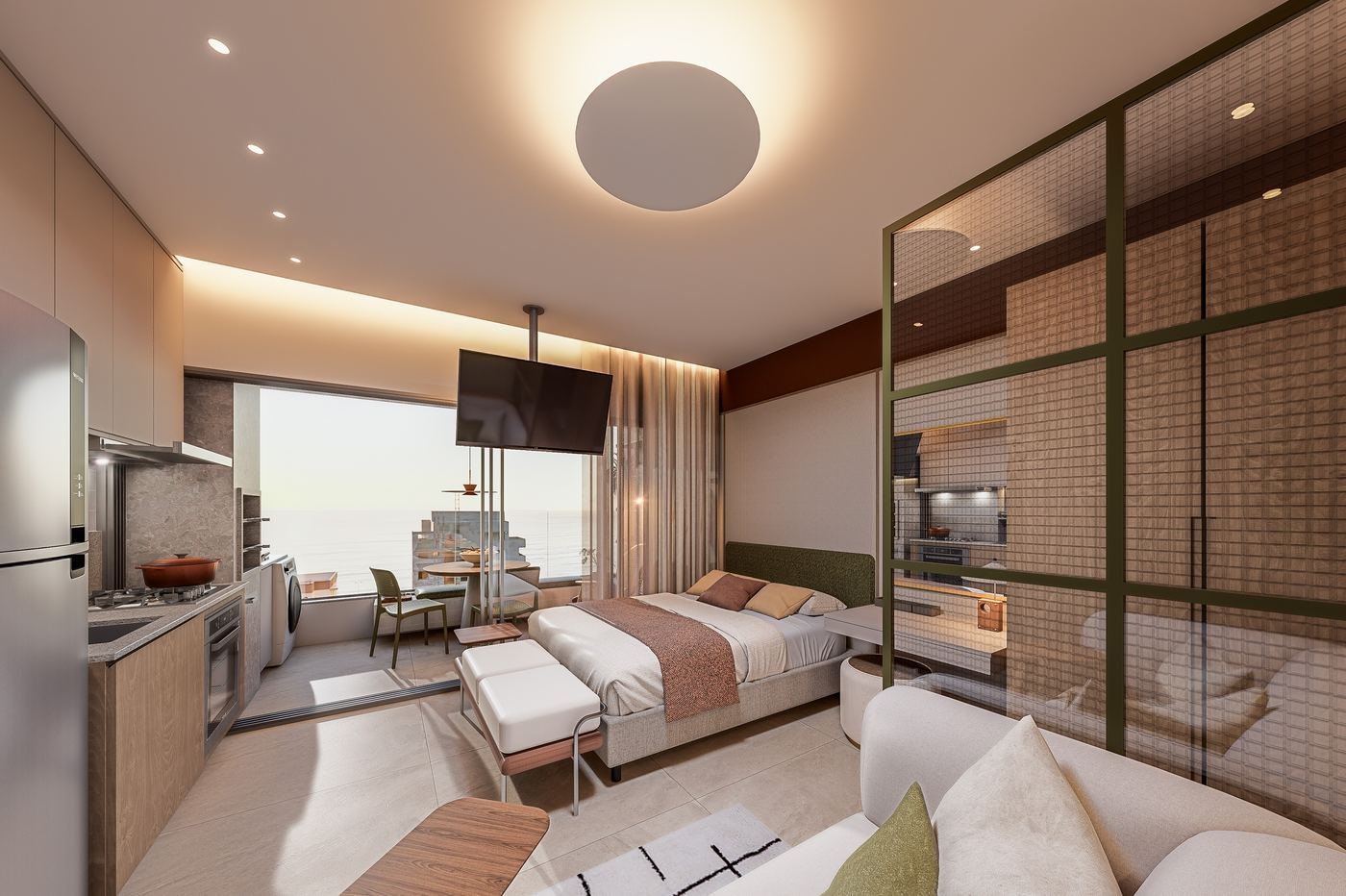 Interior do studio Praie