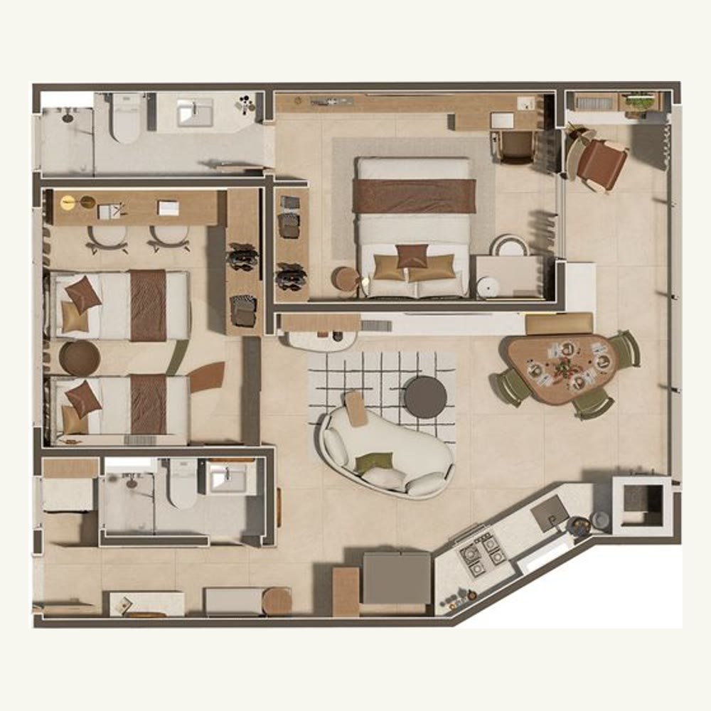 Planta 59m² 2 dorms